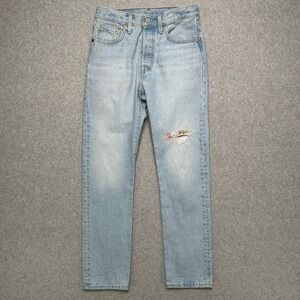 Levis 501 150th Anniversary Edition Womens Light Wash Floral Patch Jeans